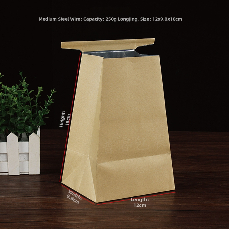 Pungă de ceai din hârtie kraft cu folie de aluminiu, bază trapezoidală, pentru ceai verde Longjing și Bi Luo Chun