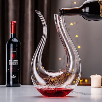 Decantor de vin roșu din cristal fără plumb, în formă de harpă, gură înclinată în formă de U, pentru uz casnic