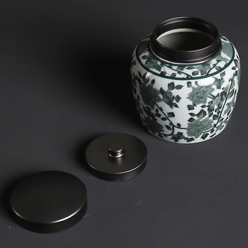 Recipient de ceai Ge Kiln din porțelan albastru‑alb, container ceramic etanș pentru ceai alb și Pu'er, portabil