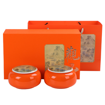 Set cadou din ceramică pentru ceai cu două borcane, ambalaj sigilat, cutie cadou pentru ceai negru și ceai verde