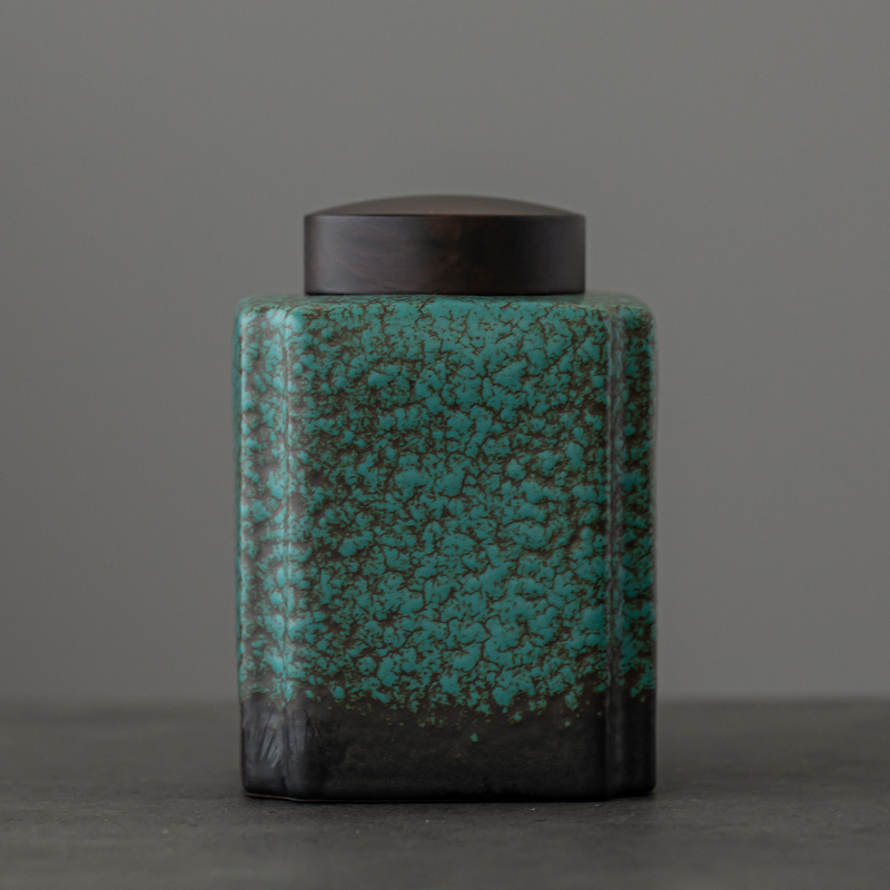 Borcan ceramic pentru ceai cu glazură colorată, etanș, destinat depozitării Pu'er acasă