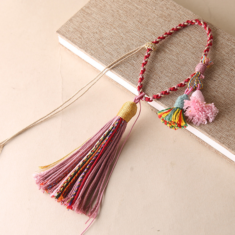 Pandantiv cu ciucuri în stil tibetan, din fir de bumbac – pentru breloc, geantă, ornament auto și accesorii