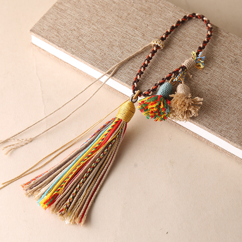 Pandantiv cu ciucuri în stil tibetan, din fir de bumbac – pentru breloc, geantă, ornament auto și accesorii