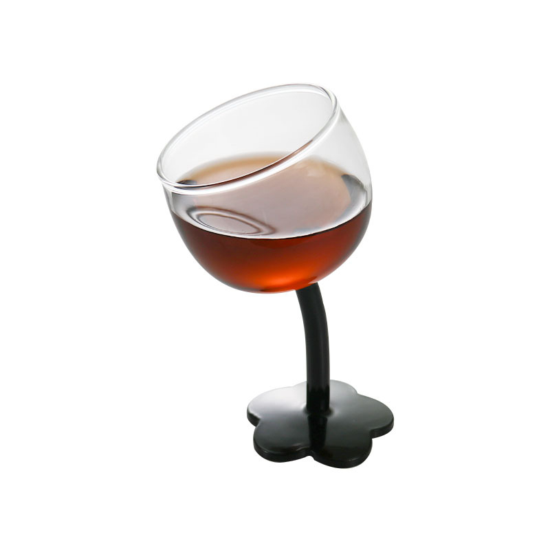 Goblet cu motiv floral, stil vintage, sticlă neagră transparentă cu dungi verticale, pahar pentru șampanie și vin roșu, rezistent la temperaturi înalte