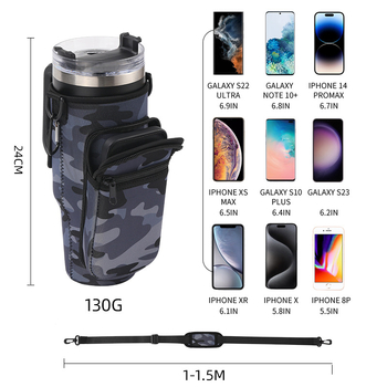 Set de pahare izolate de 40 oz, husă neopren cu imprimeu vaci, mâner pentru pahar și geantă pentru pahar