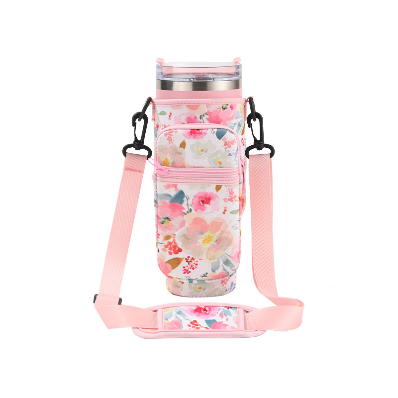 Set de pahare izolate de 40 oz, husă neopren cu imprimeu vaci, mâner pentru pahar și geantă pentru pahar