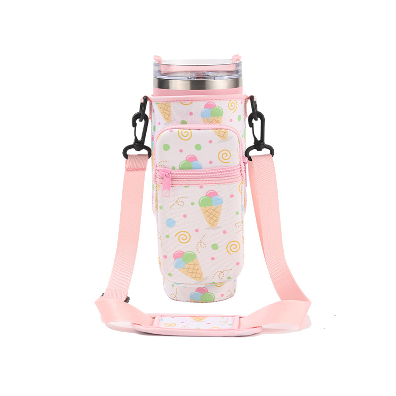 Set de pahare izolate de 40 oz, husă neopren cu imprimeu vaci, mâner pentru pahar și geantă pentru pahar