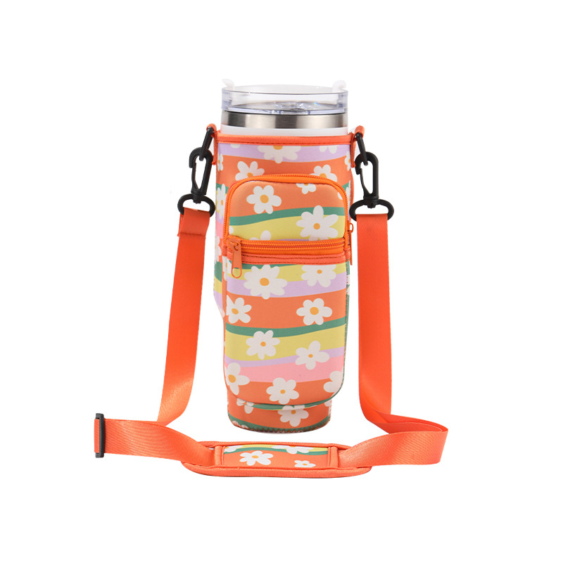 Set de pahare izolate de 40 oz, husă neopren cu imprimeu vaci, mâner pentru pahar și geantă pentru pahar