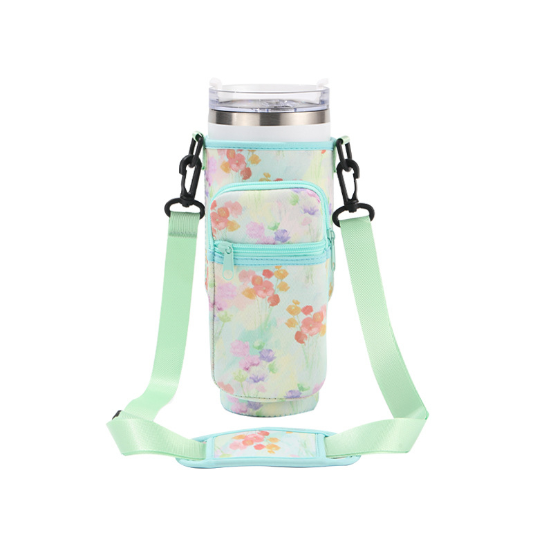 Set de pahare izolate de 40 oz, husă neopren cu imprimeu vaci, mâner pentru pahar și geantă pentru pahar