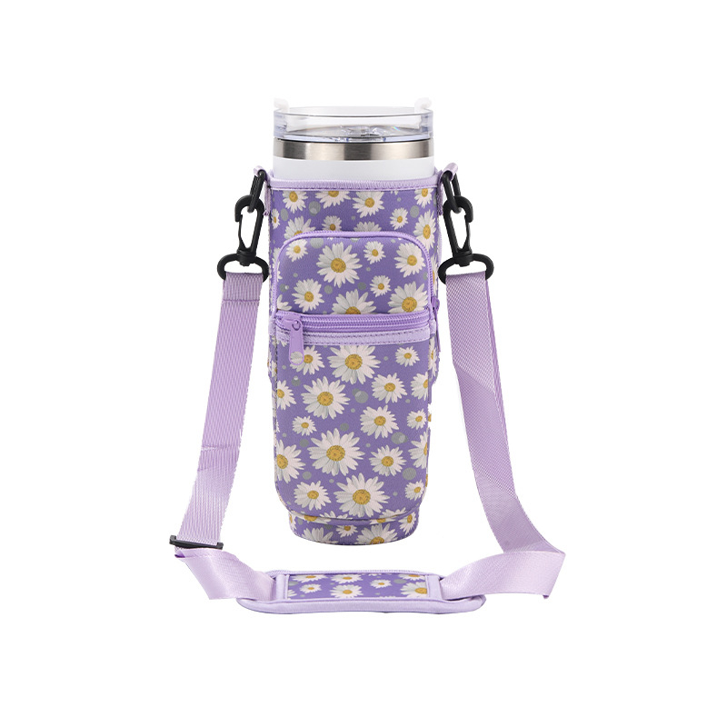Set de pahare izolate de 40 oz, husă neopren cu imprimeu vaci, mâner pentru pahar și geantă pentru pahar