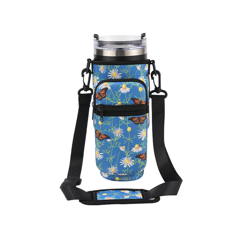 Set de pahare izolate de 40 oz, husă neopren cu imprimeu vaci, mâner pentru pahar și geantă pentru pahar