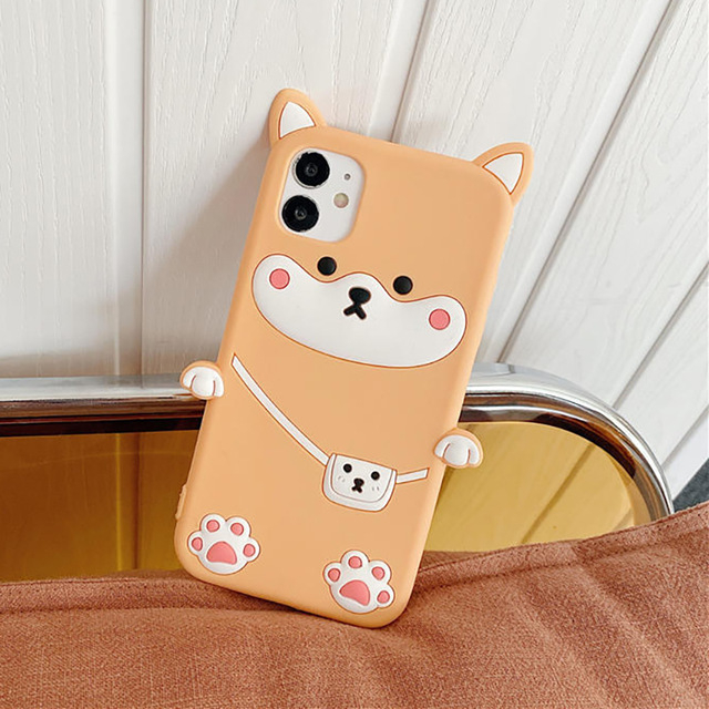 Silikonska futrola za iPhone 11 Pro Max s 3D crtić dizajnom medvjeda, motivi medvjeda, patka i Shiba Inu – zaštita od padova
