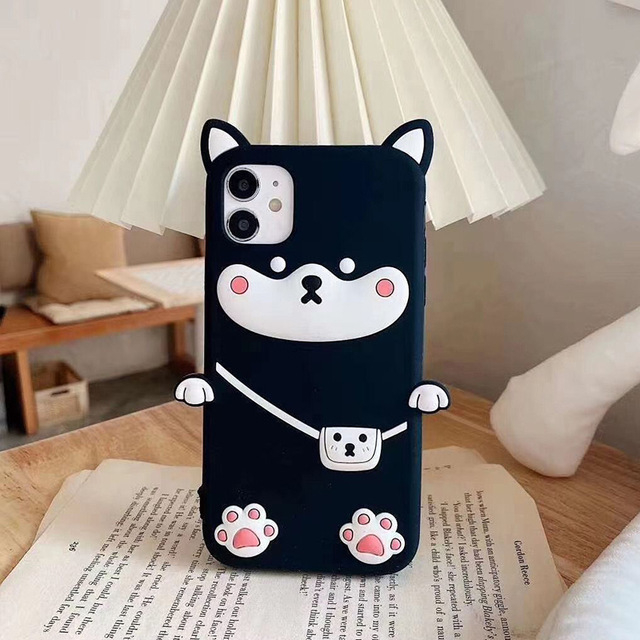 Silikonska futrola za iPhone 11 Pro Max s 3D crtić dizajnom medvjeda, motivi medvjeda, patka i Shiba Inu – zaštita od padova