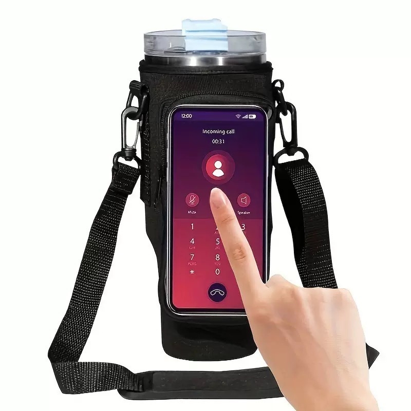 Carcasă transparentă de 40oz cu ecran tactil pentru pahar, material neopren, husă portabilă reglabilă pentru sticlă cu buzunar de depozitare, în stoc