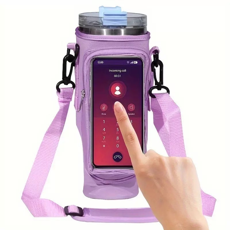 Carcasă transparentă de 40oz cu ecran tactil pentru pahar, material neopren, husă portabilă reglabilă pentru sticlă cu buzunar de depozitare, în stoc