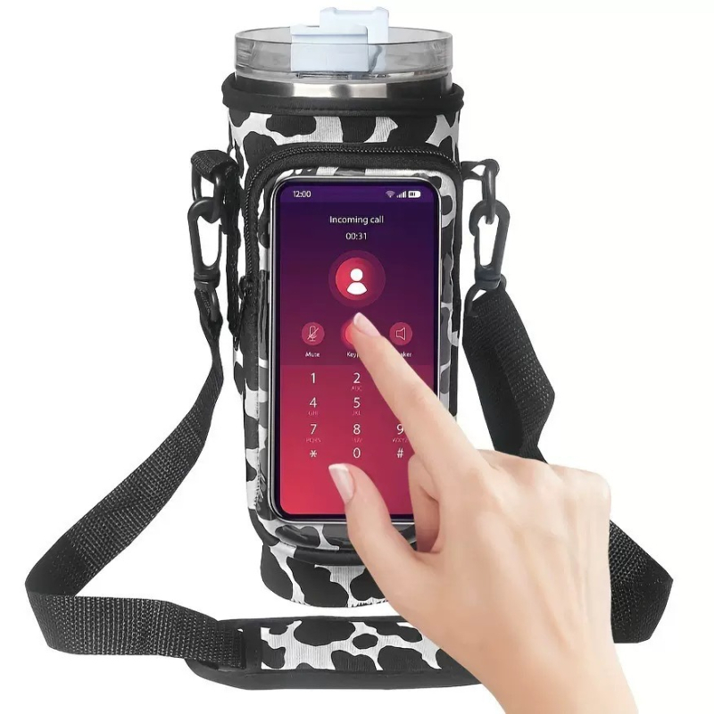Carcasă transparentă de 40oz cu ecran tactil pentru pahar, material neopren, husă portabilă reglabilă pentru sticlă cu buzunar de depozitare, în stoc