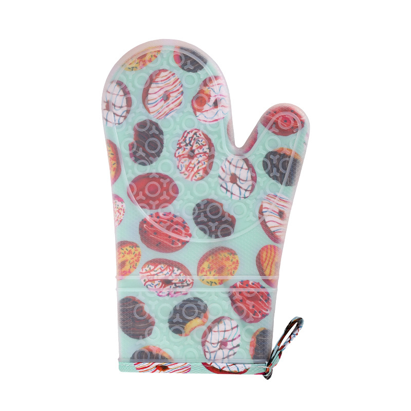 Mănuși din silicon de Crăciun pentru bucătărie, cu model floral, izolați, groși pentru gătit/prăjit, anti-alunecare, rezistente la căldură, pentru cuptorul cu microunde