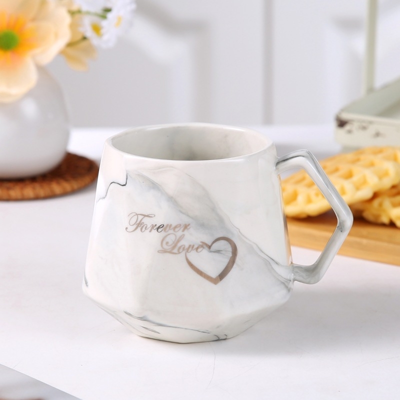 Ceașcă ceramică creativă cu capac și lingură, pentru cuplu, cadou de eveniment cu logo imprimat
