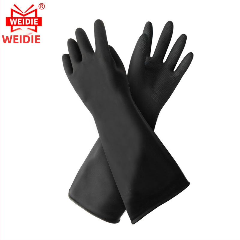 Weidie predĺžené rukavice z prírodného latexu, dĺžka 50 cm/55 cm, vodeodolné, proti znečisteniu, odolné voči opotrebeniu, odolné voči kyselinám a zásadám – ochranné rukavice