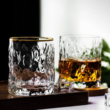 Pahar din sticlă în stil japonez Glacier – sticlă îngroșată, pentru whiskey, apă sau cafea, fără mâner