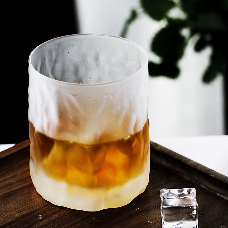 Pahar din sticlă în stil japonez Glacier – sticlă îngroșată, pentru whiskey, apă sau cafea, fără mâner