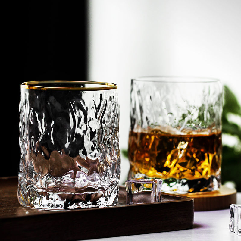 Pahar din sticlă în stil japonez Glacier – sticlă îngroșată, pentru whiskey, apă sau cafea, fără mâner