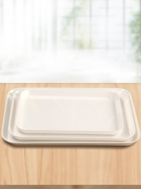 Tavă de ceai din melamină, dreptunghiulară, din plastic, stil european, albă, pentru uz casnic sau comercial