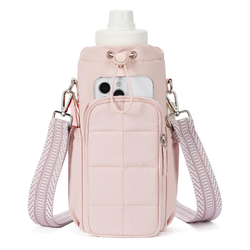 Geantă pentru sticlă de apă și cană, multifuncțională, geantă crossbody ușoară pentru exterior cu buzunar pentru telefon