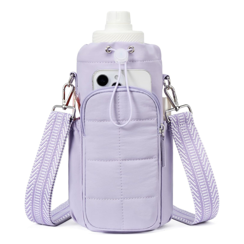 Geantă pentru sticlă de apă și cană, multifuncțională, geantă crossbody ușoară pentru exterior cu buzunar pentru telefon