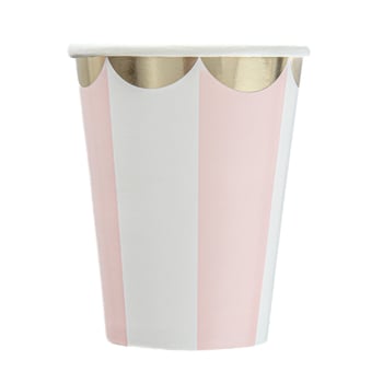 Cupe de hârtie de unică folosință, cu dungi verticale aurii, 270 ml, pentru băuturi reci, cafea, sucuri, petreceri