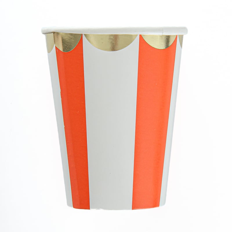 Cupe de hârtie de unică folosință, cu dungi verticale aurii, 270 ml, pentru băuturi reci, cafea, sucuri, petreceri