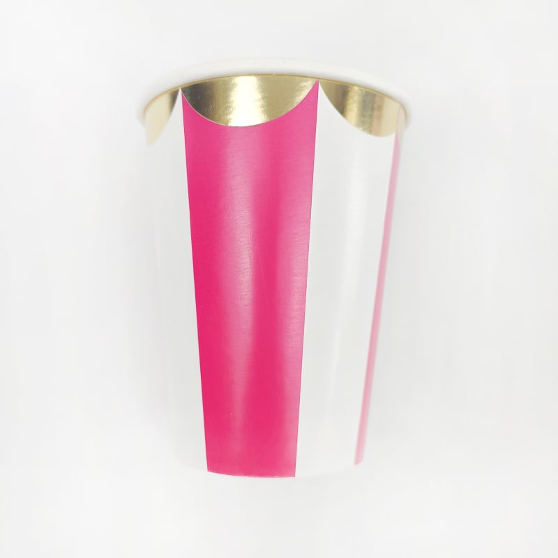 Cupe de hârtie de unică folosință, cu dungi verticale aurii, 270 ml, pentru băuturi reci, cafea, sucuri, petreceri