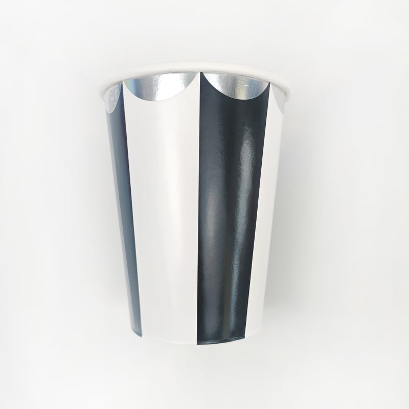 Cupe de hârtie de unică folosință, cu dungi verticale aurii, 270 ml, pentru băuturi reci, cafea, sucuri, petreceri