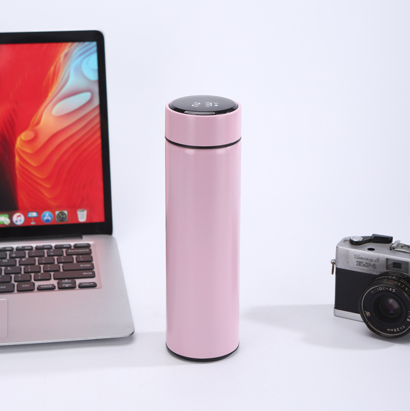 Cană cilindrică inteligentă cu interior din oțel inoxidabil 304, izolație în vid cu două straturi, cadou pentru afaceri, casă și mașină