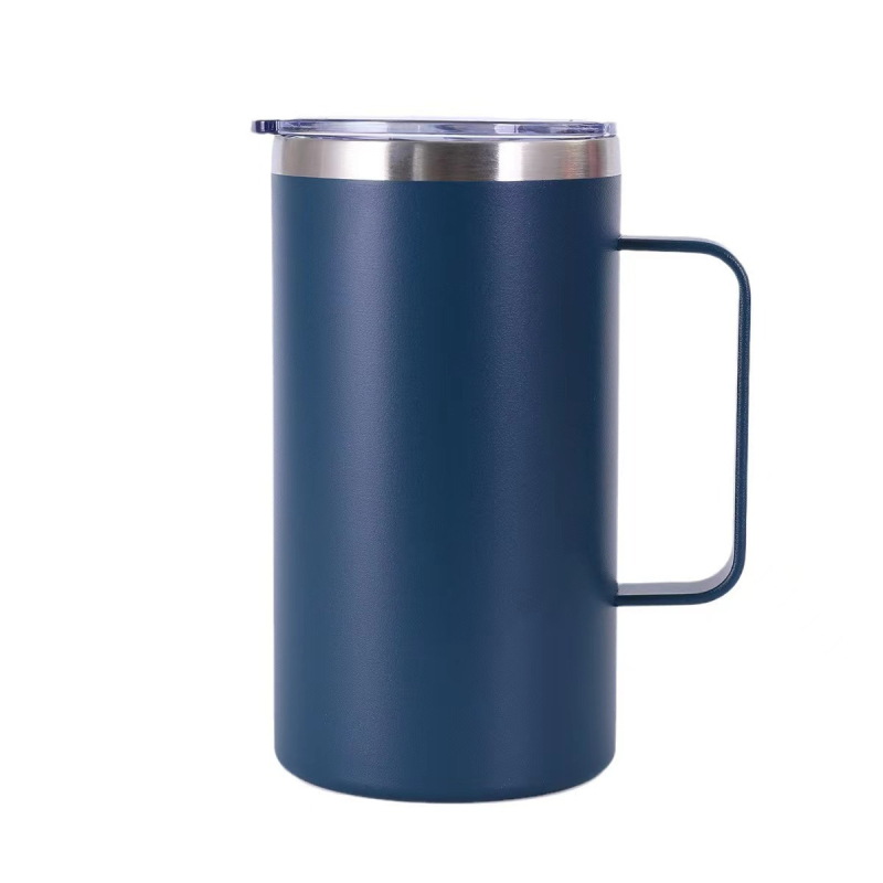 Cană din oțel inoxidabil cu pereți dubli, 24oz, cu mâner – cană de călătorie izolantă