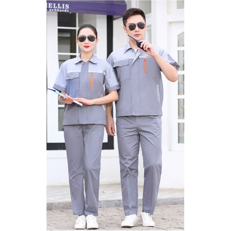 Muški poliestersko-pamučni radni komplet s kratkim rukavima, ljetna lagana odjeća za popravke automobila i radionicu