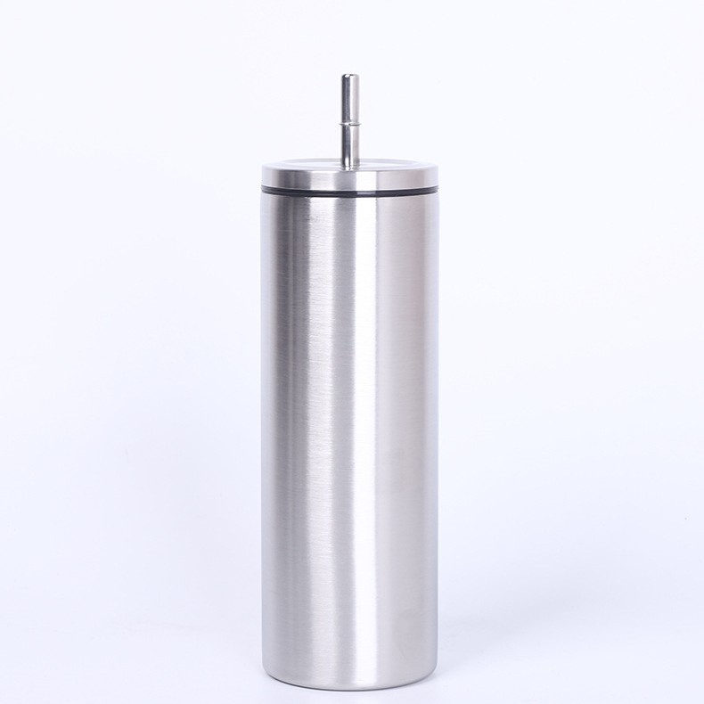 Pahar din oțel inoxidabil de 20 oz cu pai, încrustări cu diamant, izolat, portabil pentru mașină, corp drept, izolație îngroșată