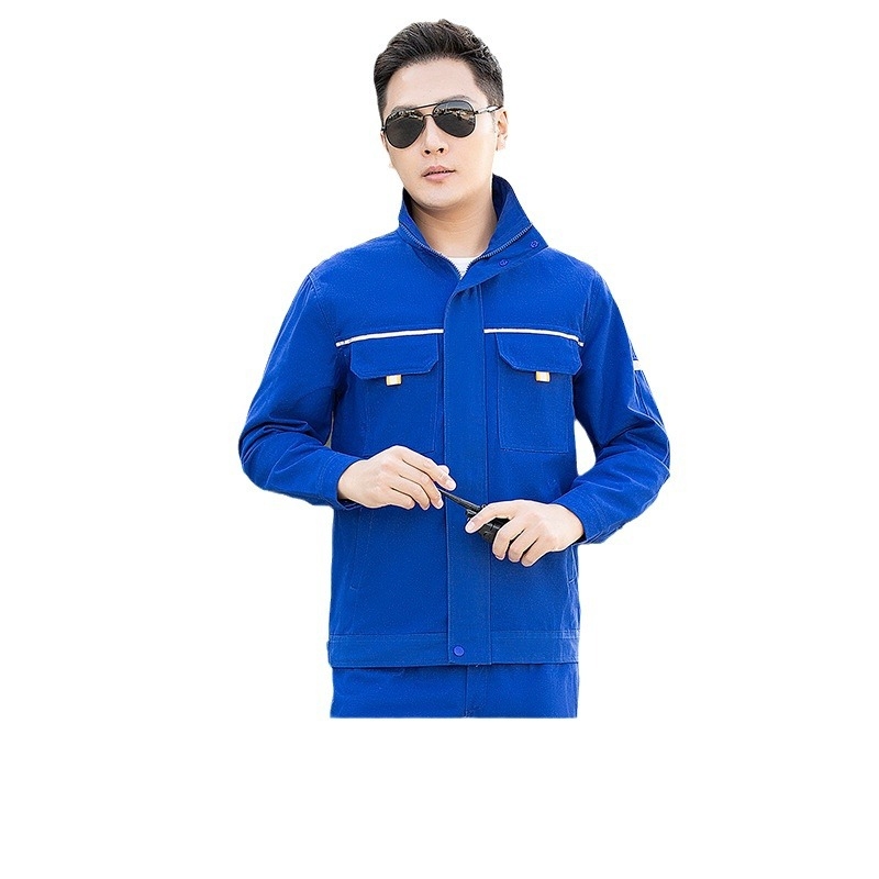100% pamutból készült férfi munkaruha-összeállítás, hegesztésvédelmi funkcióval, tavasz–ősz, kopásálló