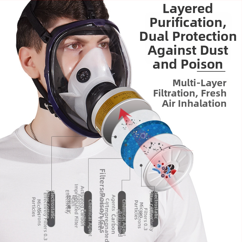 Silikonska maska za cijelo lice, zaštita od virusa i prašine, nužni respirator s kisikom