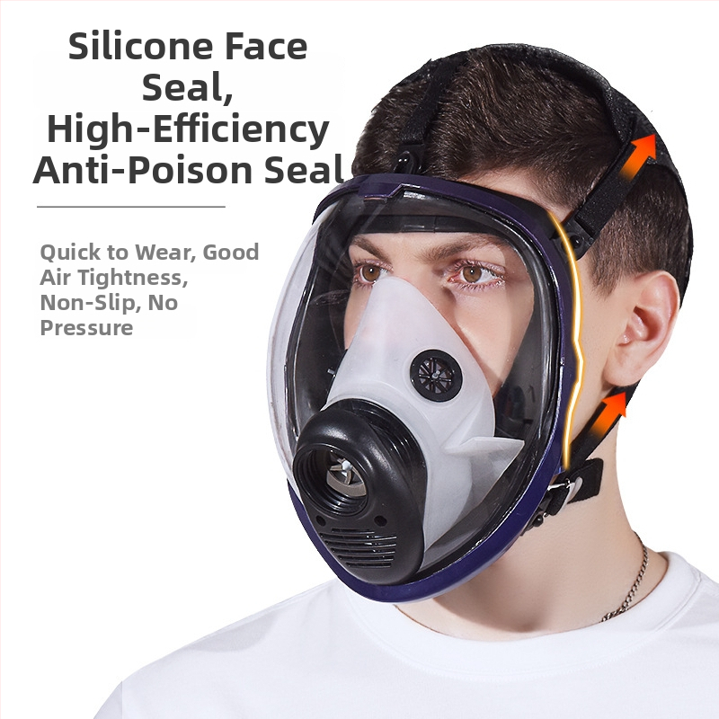 Silikonska maska za cijelo lice, zaštita od virusa i prašine, nužni respirator s kisikom