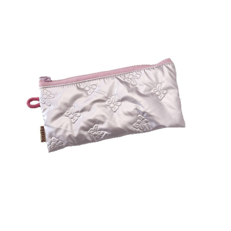 Model 5462 Etui quiltat pentru pixuri cu funda, mini-portofel – organizator școlar portabil
