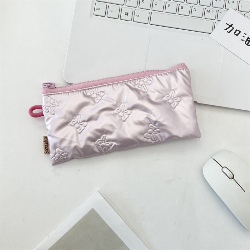 Model 5462 Etui quiltat pentru pixuri cu funda, mini-portofel – organizator școlar portabil