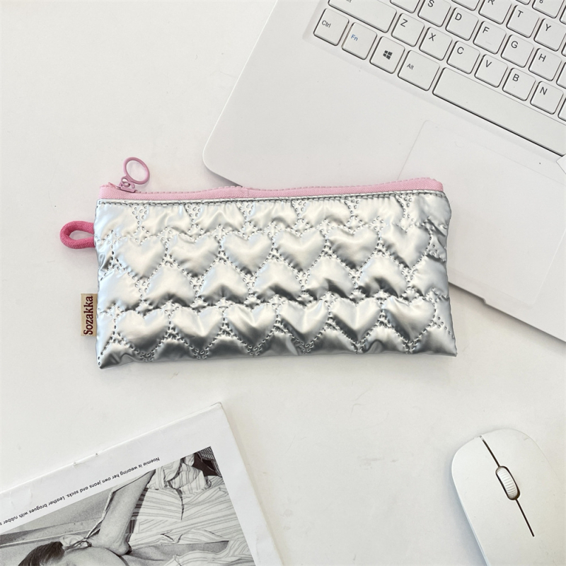 Model 5462 Etui quiltat pentru pixuri cu funda, mini-portofel – organizator școlar portabil