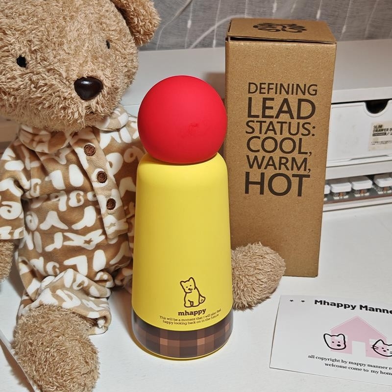 Cană termos izolată pentru fete, design Fantasy Earth Pudding Puppy, recipient de apă portabil pentru călătorii, cadou de ziua de naștere