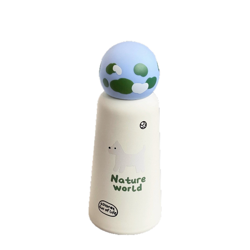 Cană termos izolată pentru fete, design Fantasy Earth Pudding Puppy, recipient de apă portabil pentru călătorii, cadou de ziua de naștere