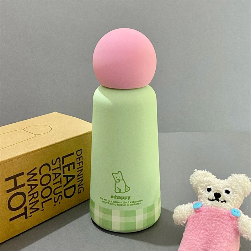 Cană termos izolată pentru fete, design Fantasy Earth Pudding Puppy, recipient de apă portabil pentru călătorii, cadou de ziua de naștere