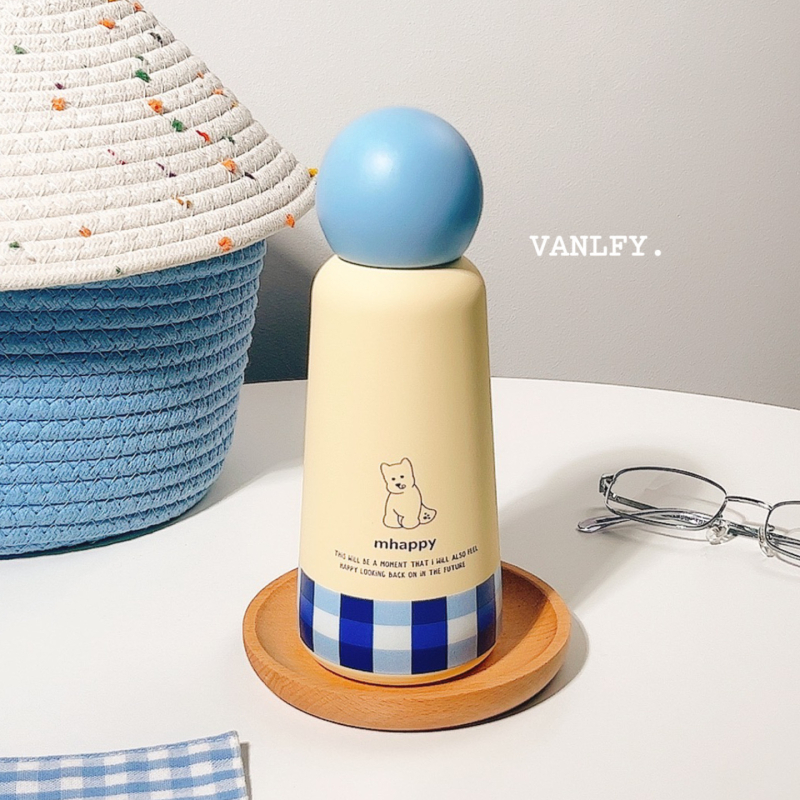 Cană termos izolată pentru fete, design Fantasy Earth Pudding Puppy, recipient de apă portabil pentru călătorii, cadou de ziua de naștere