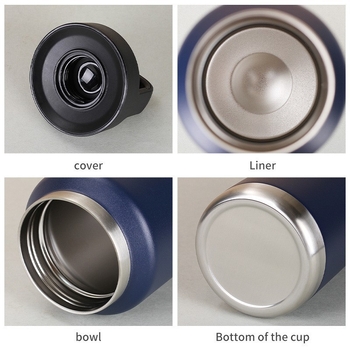 Termos de călătorie 1100 ml, cu mâner, capacitate mare, interior din oțel inoxidabil 304, exterior din 201, pentru outdoor, școală și utilizare în mașină