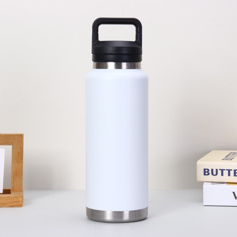 Termos de călătorie 1100 ml, cu mâner, capacitate mare, interior din oțel inoxidabil 304, exterior din 201, pentru outdoor, școală și utilizare în mașină