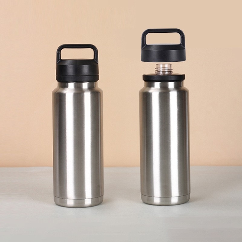 Termos de călătorie 1100 ml, cu mâner, capacitate mare, interior din oțel inoxidabil 304, exterior din 201, pentru outdoor, școală și utilizare în mașină